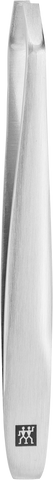ZWILLING Premium abgewinkelte Pinzette aus rostfreiem Edelstahl mit angerauten, perfekt kalibrierten Spitzen.