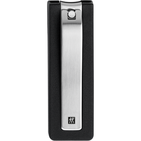 ZWILLING Premium Nagelknipser aus rostfreiem Edelstahl mit leicht gebogener Schneide und schwarzem Nagelfang.