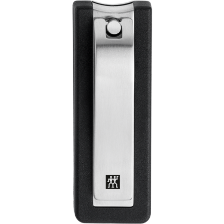ZWILLING Premium Nagelknipser aus rostfreiem Edelstahl mit leicht gebogener Schneide und schwarzem Nagelfang.