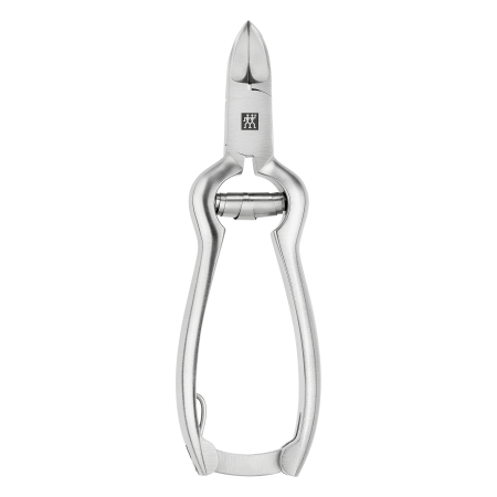 Geschlossene ZWILLING Premium Nagelzange mit Pufferfeder aus rostfreiem Edelstahl, mattiert mit besonders scharfen Schneiden.