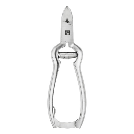 Geschlossene ZWILLING Premium Nagelzange mit Pufferfeder aus rostfreiem Edelstahl, mattiert mit besonders scharfen Schneiden.