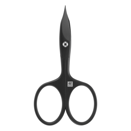 ZWILLING Premium Nagel- und Nagelhautschere in Schwarz mit gebogener Schneide und feiner Spitze für präzisen Schnitt.