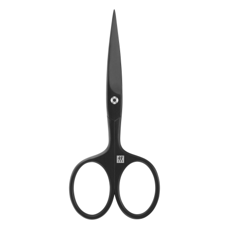 ZWILLING Premium Bartschere in schwarz mit gerader Schneide und feiner Spitze für präzisen Schnitt.