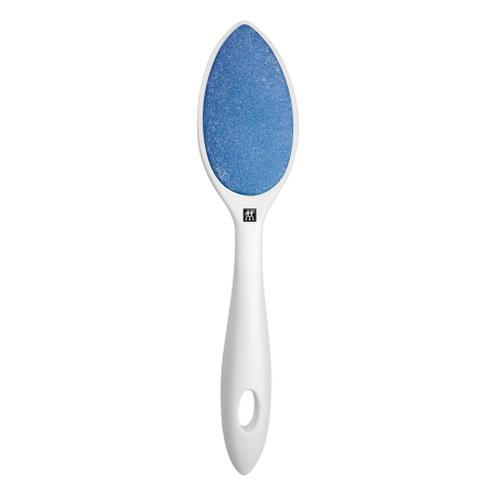 ZWILLING Premium Keramik-Hortnhautentferner in Weiß mit grober und feiner Seite für die schonende Fußpflege.