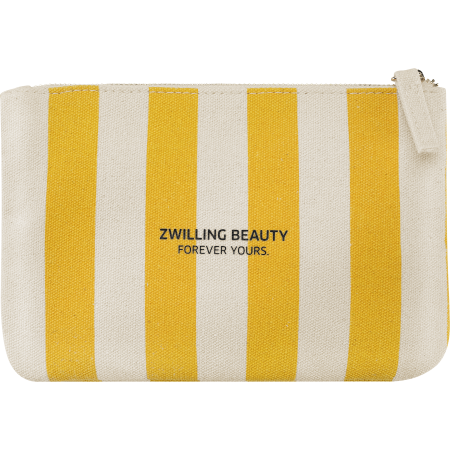 Kosmetiktasche, beige gelb gestreift