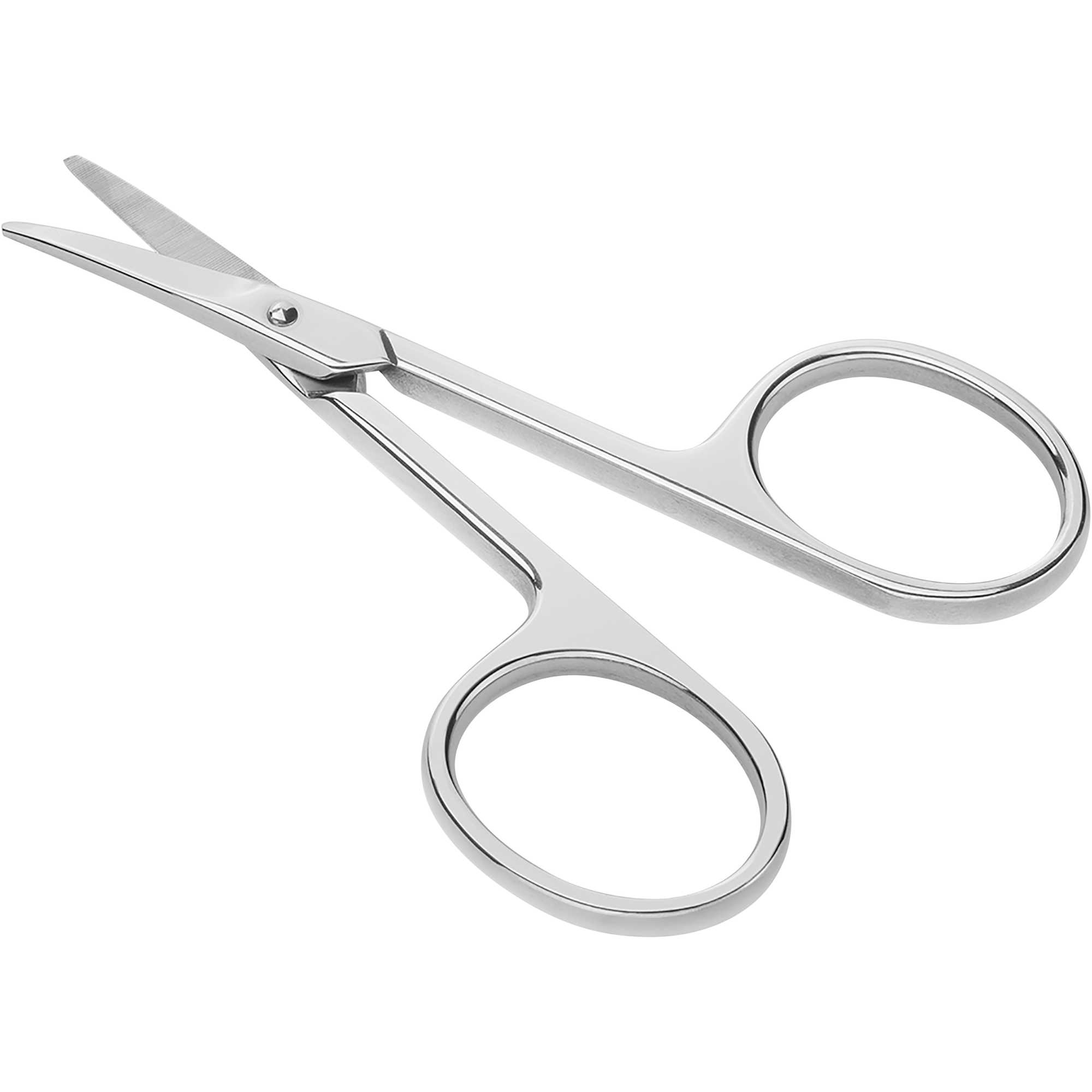 Rückansicht einer geöffneten ZWILLING Classic Baby-Nagelschere aus rostfreiem Edelstahl mit leicht gebogener Schneide und abgerundeter Spitze.