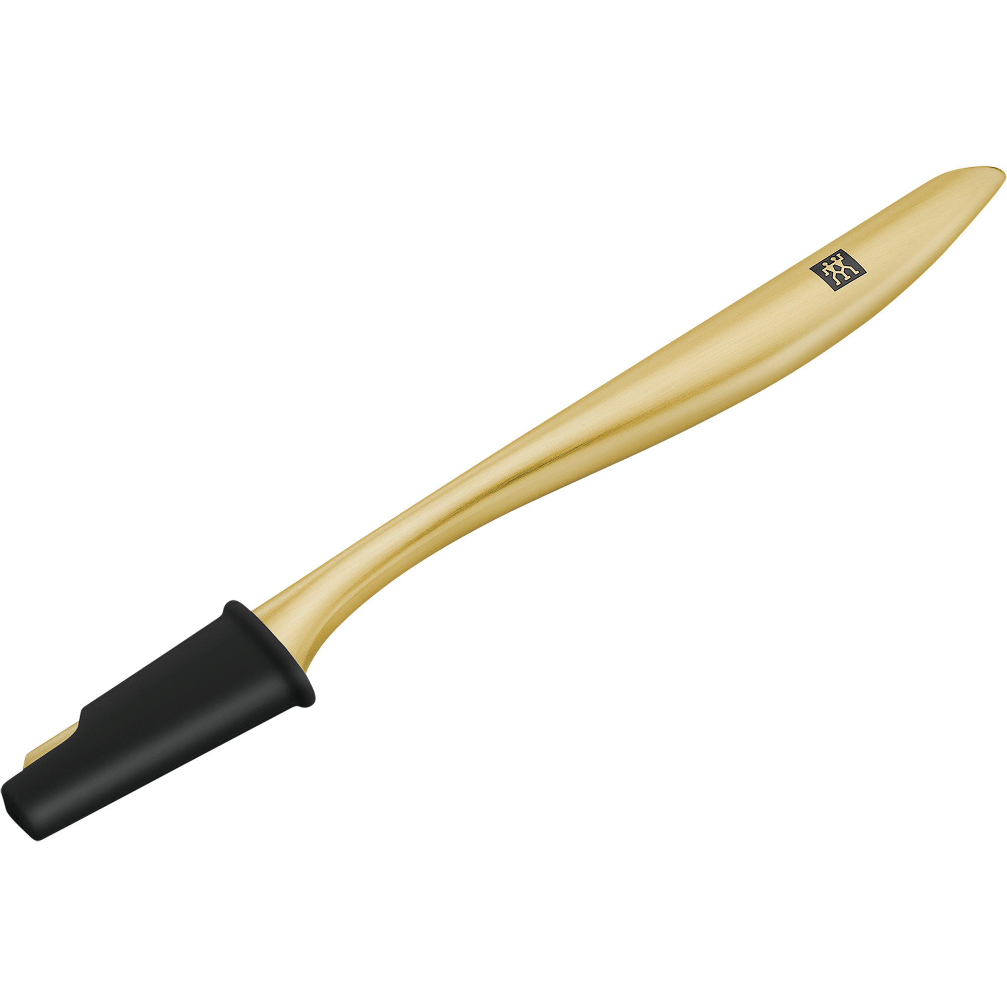 Queransicht des ZWILLING Premium Gesichtshaar-Rasierers in gold mit auswechselbaren Edelstahl-Klingen und Präzisionskappe.