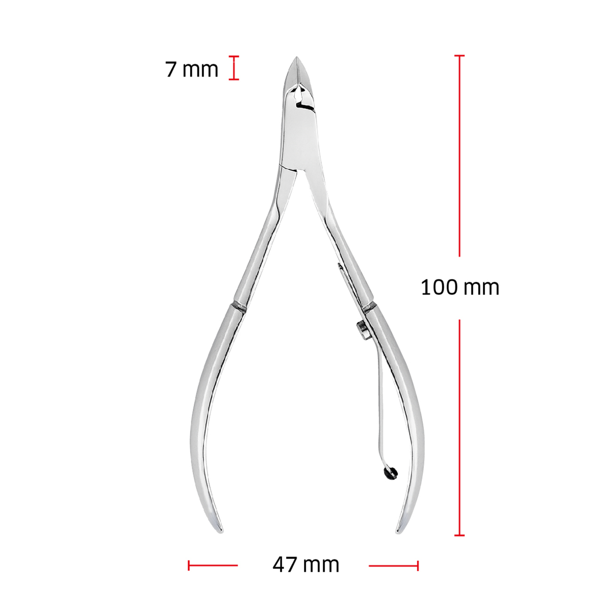 Größenangaben einer ZWILLING Classic Nagelhautzange. Gesamtlänge beträgt 100mm.