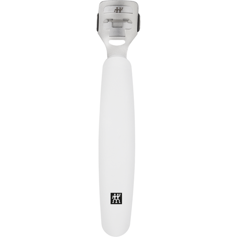 ZWILLING Premium Hornhauthobel in Weiß mit scharfer, auswechselbarer Klinge und integrierter Reinigungsbürste.