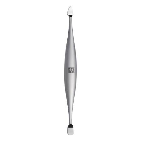 ZWILLING Premium Nagelhautschieber und -reiniger aus rostfreiem Edelstahl mit zwei unterschiedlichen Spitzen.