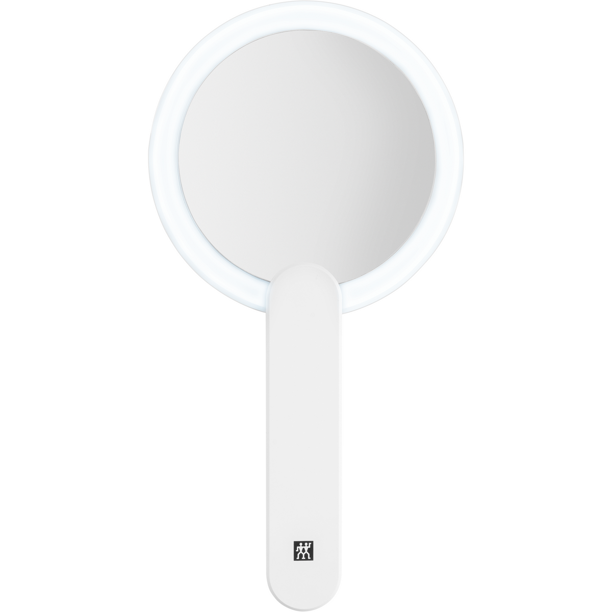 ZWILLING Premium LED-Kosmetikspiegel in Weiß mit 10-fach Vergrößerung und multifunktionalem Griff.
