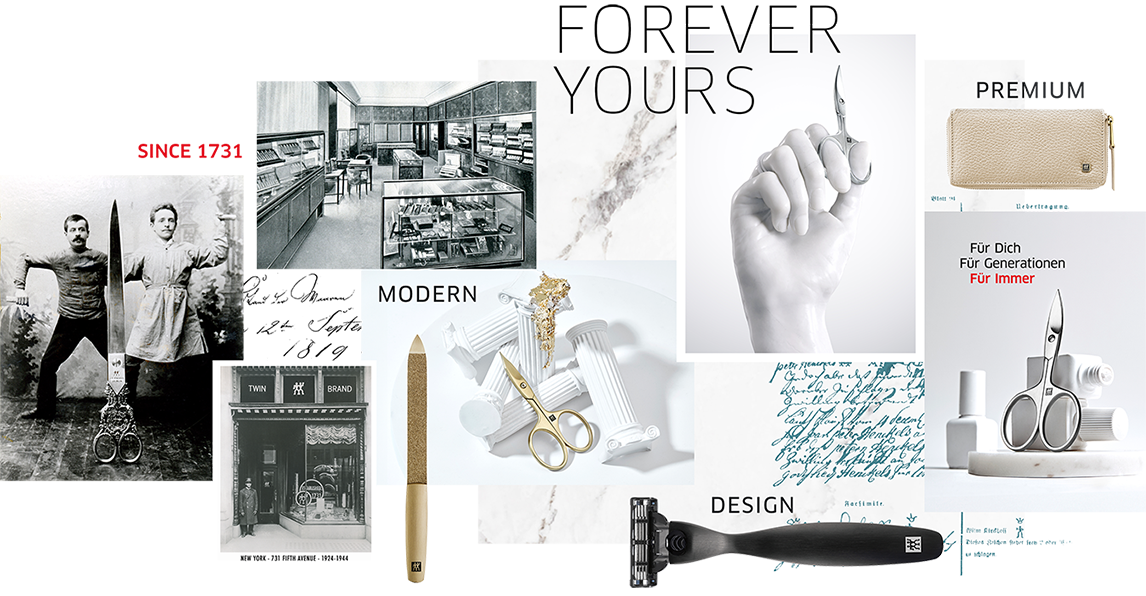 Zwilling Beauty Since 1731 Forever Yours. Premium Modern Design historical photo collage 