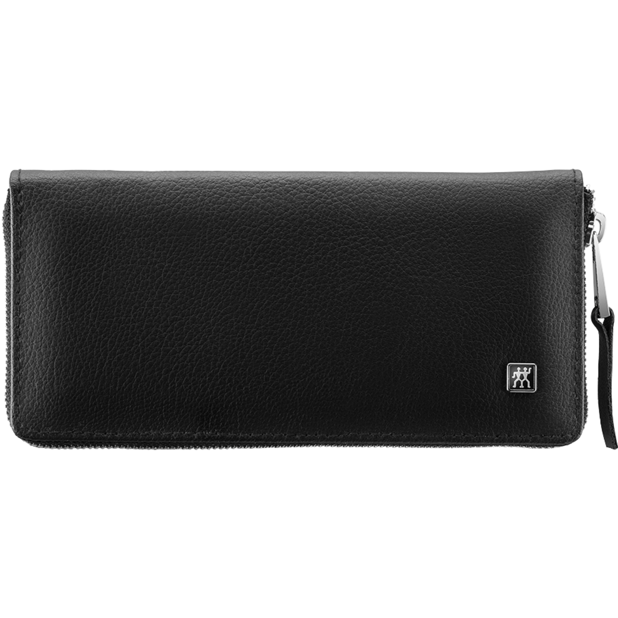 Frontalansicht eines geschlossenen ZWILLING Premium Apfelleder Sets 5tlg. in schwarz.
