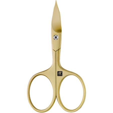 ZWILLING Premium Nagel- und Nagelhautschere in Gold mit leicht gebogener Schneide und feiner Spitze.