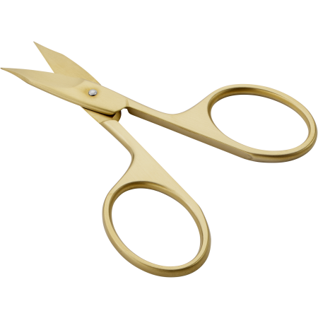 Rückansicht einer ZWILLING Premium Nagel- und Nagelhautschere in Gold mit leicht gebogener Schneide und feiner Spitze.