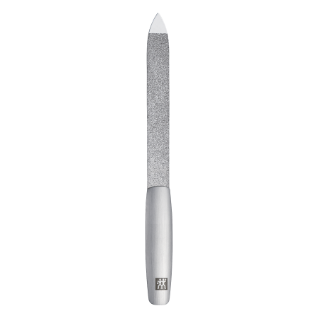 ZWILLING Premium Saphir-Nagelfeile aus rostfreiem Edelstahl mit grob-und feinkörnigen Feilenflächen zum Kürzen und Formen.