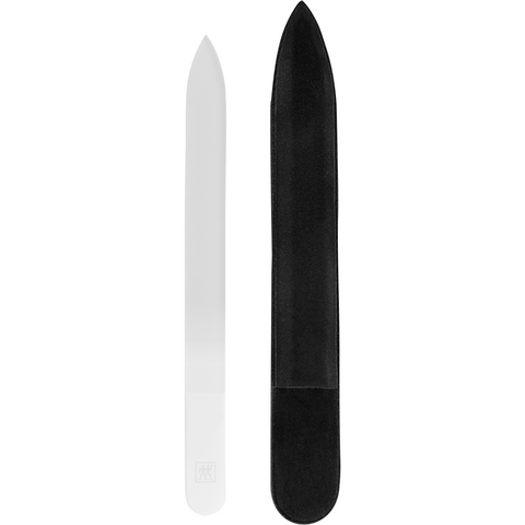 ZWILLING Premium Glas-Nagelfeile mit extrem feinkörnigen Feilenflächen zum sanften Kürzen, Formen und Glätten, inklusive Hülle.