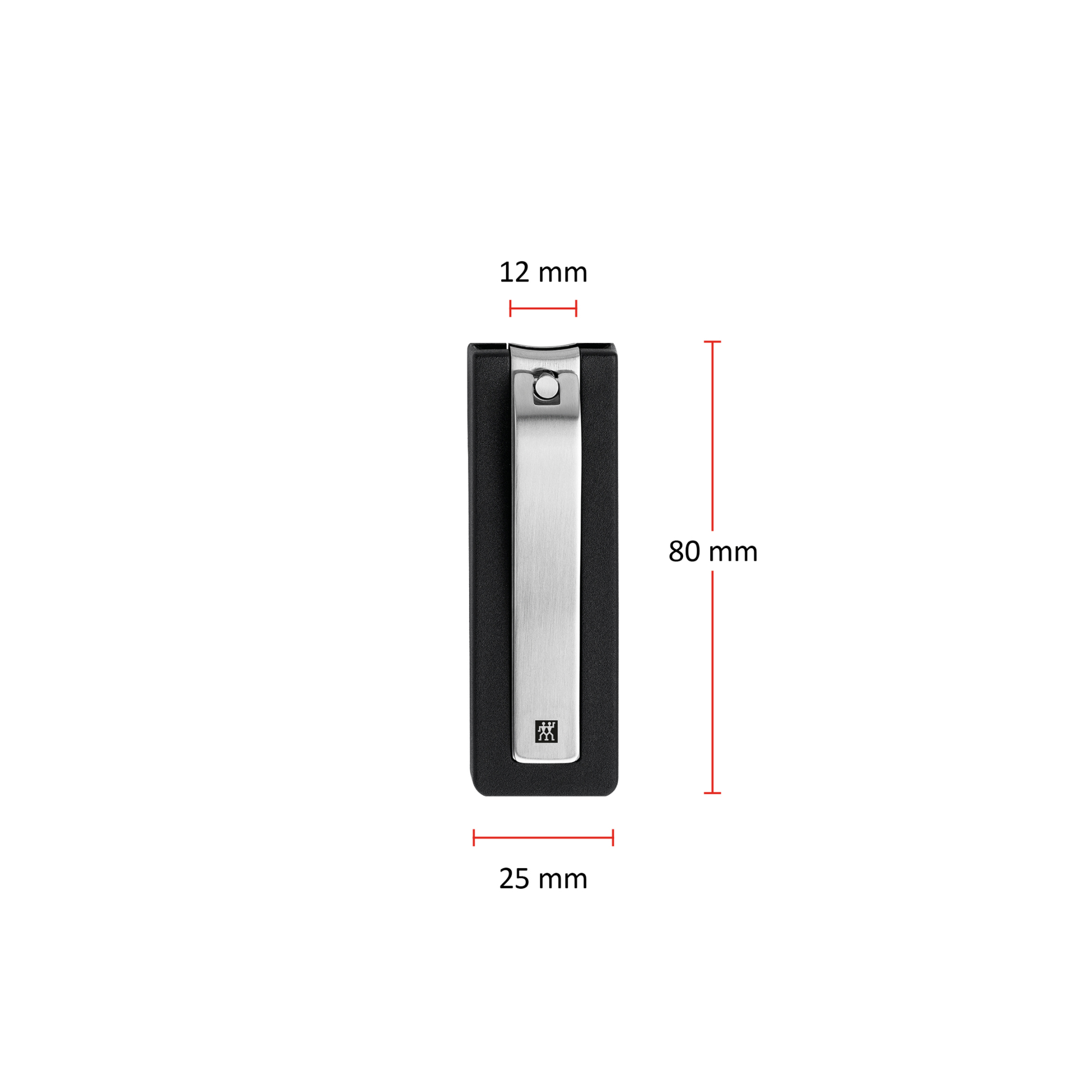 Größenangaben eines ZWILLING Premium Nagelknipsers. Gesamtlänge beträgt 64mm.