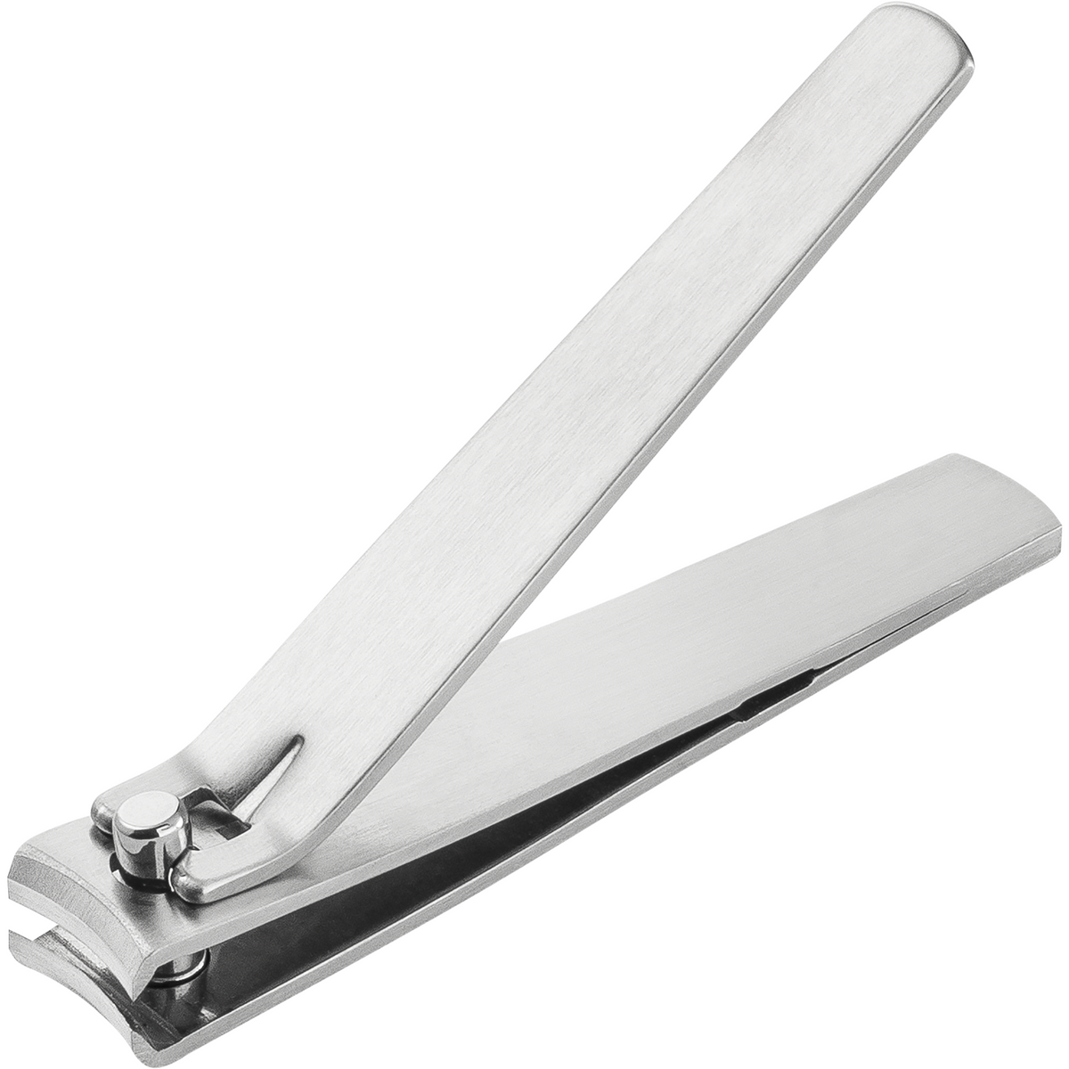 Queransicht eines ZWILLING Premium Nagelknipsers aus rostfreiem Edelstahl mit gebogener Schneide.