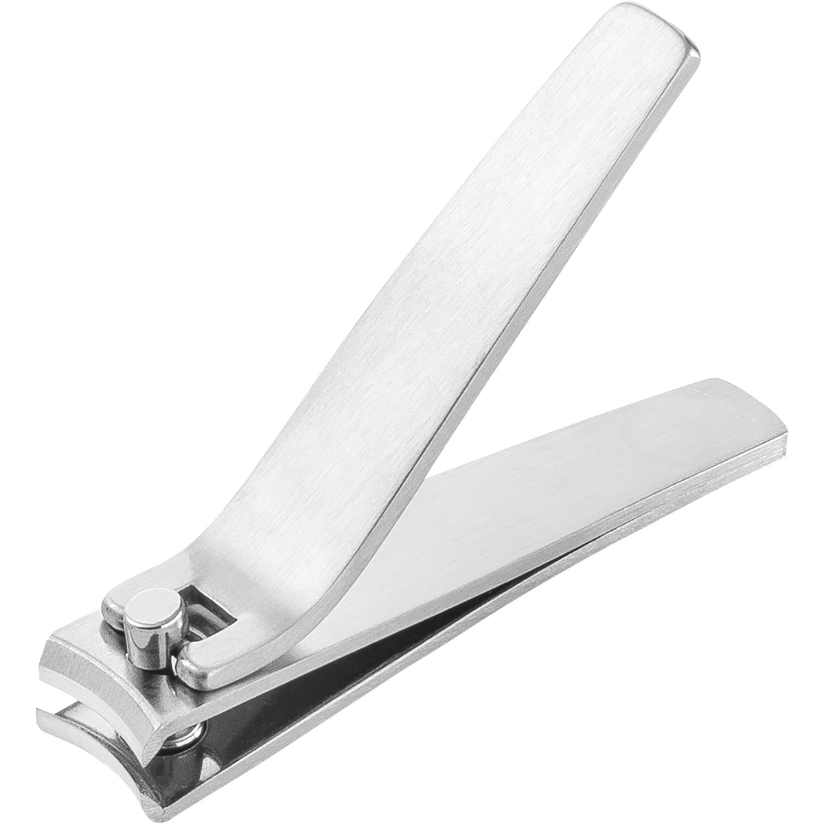 Queransicht eines ZWILLING Premium Nagelknipsers aus rostfreiem Edelstahl mit gebogener Schneide.