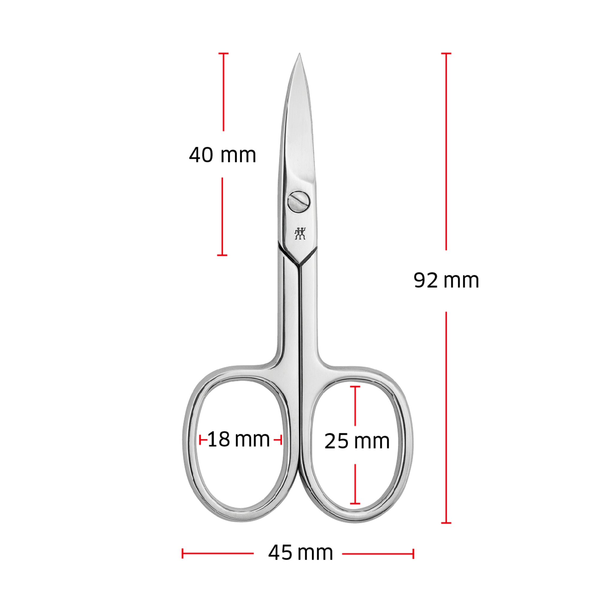 Größenangaben einer ZWILLING Classic Nagelschere. Gesamtlänge beträgt 92mm.