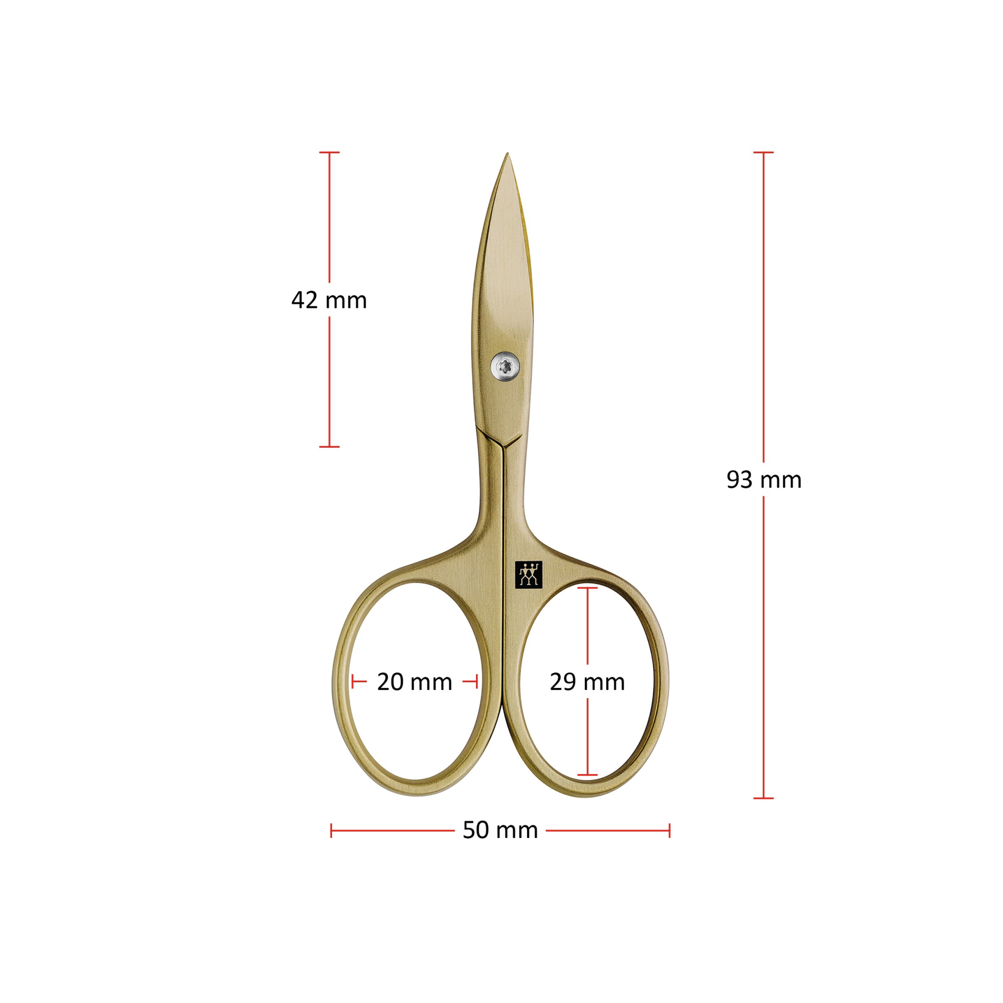 Größenangaben einer ZWILLING Premium Nagelschere. Gesamtlänge beträgt 93mm.