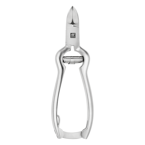 Geschlossene ZWILLING Premium Nagelzange mit Pufferfeder aus rostfreiem Edelstahl, mattiert mit besonders scharfen Schneiden.