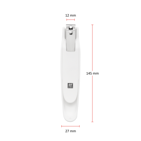 Größenangaben eines ZWILLING Premium Fußnagelknipsers. Gesamtlänge beträgt 145mm.