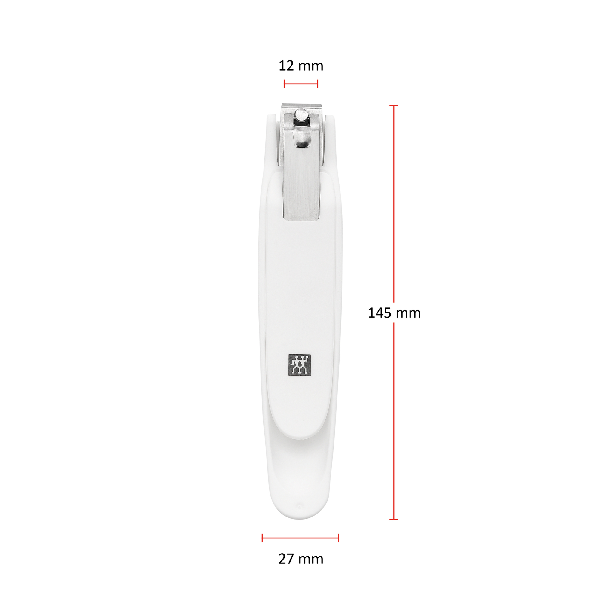 Größenangaben eines ZWILLING Premium Fußnagelknipsers. Gesamtlänge beträgt 145mm.