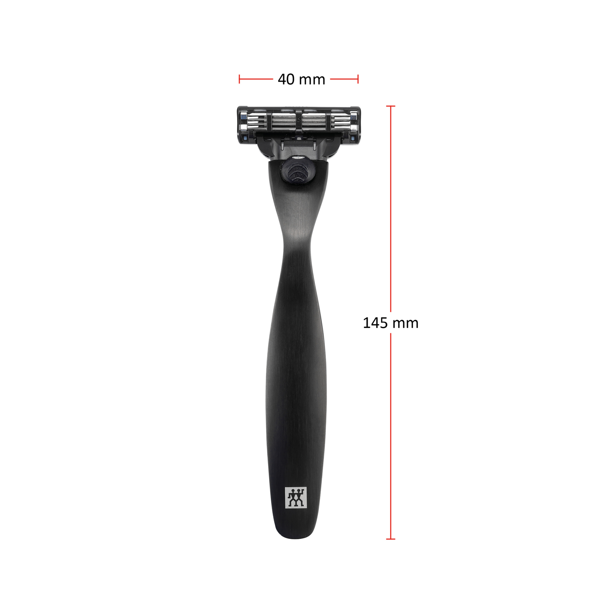 Größenangaben eines ZWILLING Premium Edelstahlrasierers. Gesamtlänge beträgt 145mm.