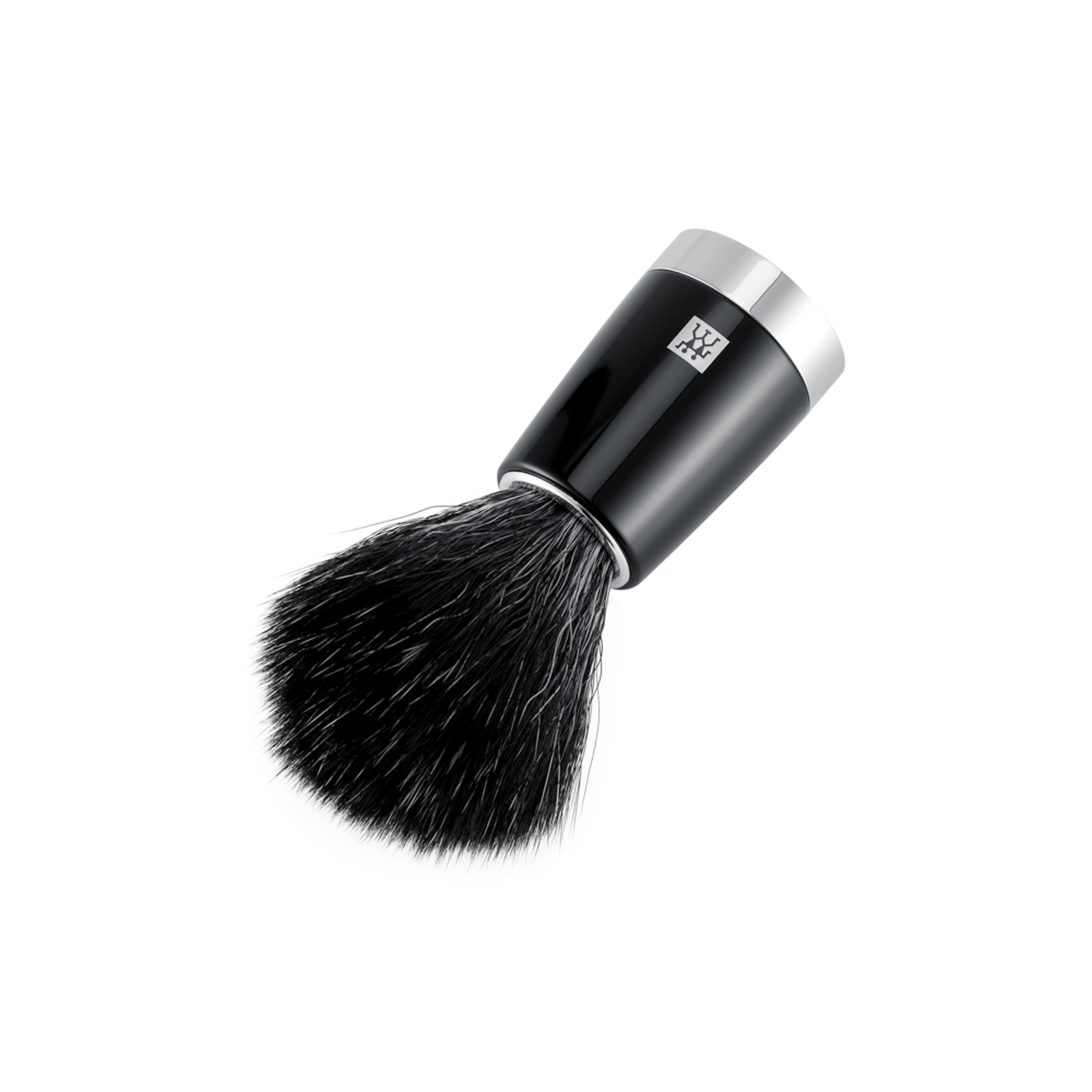 Seitenansicht des ZWILLING 
Classic Rasierpinsels in schwarz mit hochwertigem Edelharz-Griff.