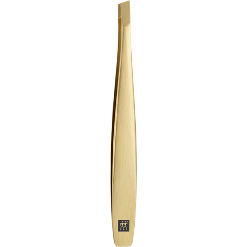 ZWILLING Premium schräge Pinzette in Gold mit handgeschliffenen Spitzen.