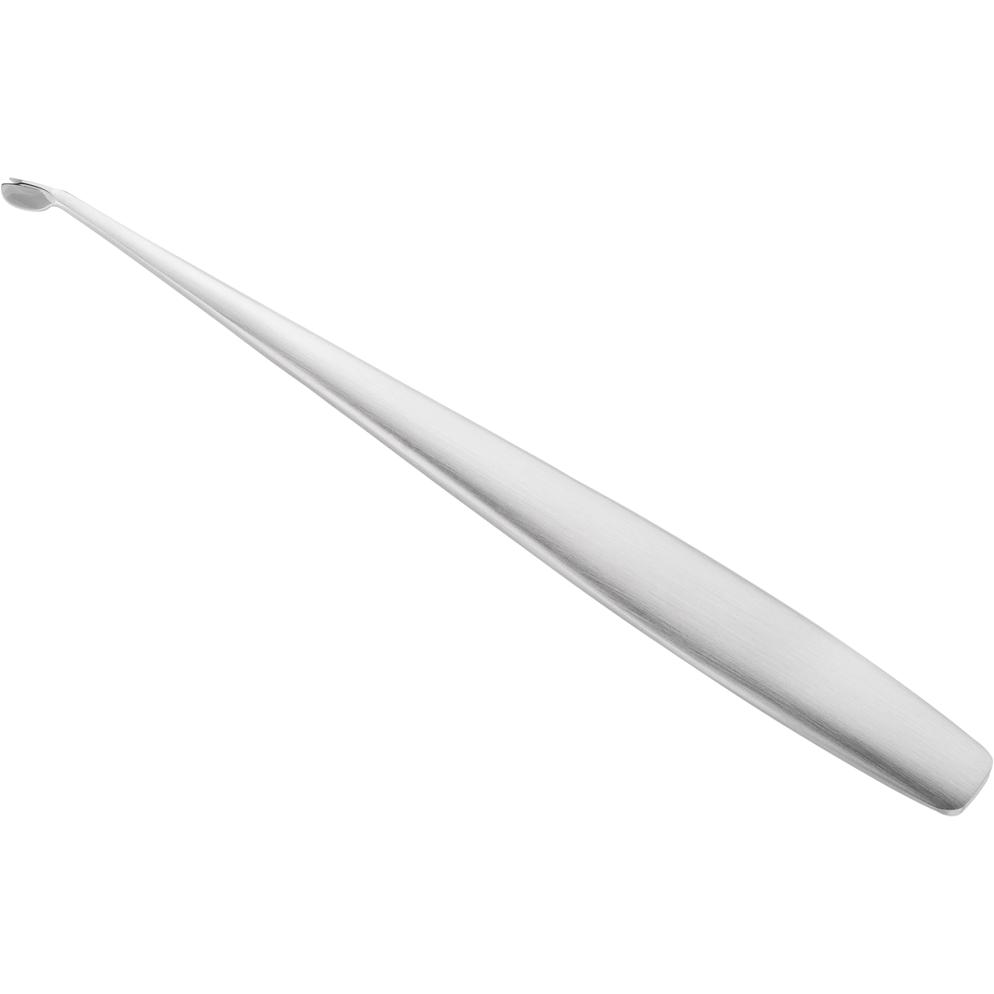 Queransicht der Rückseite des ZWILLING Premium Nagelhautmessers aus rostfreiem Edelstahl mit V-förmiger Spitze.