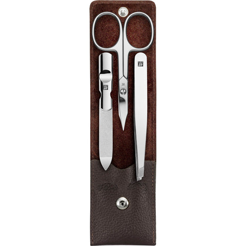 Classic Maniküre Set 3-tlg.Echtleder, braun