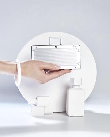 Maniküre Pediküre Set 5tlg. mit Kompakt-Nagelknipser, Alumium mit schwarzen Samt