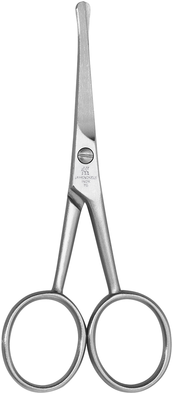 ZWILLING Premium Nasen- und Ohrenhaarschere aus rostfreiem Edelstahl mit gerader Schneide und abgerundeter Spitze.