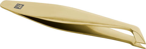 Queransicht eines ZWILLING Premium Nagelhautschneiders in gold mit scharfen, abgewinkelten Schneiden.