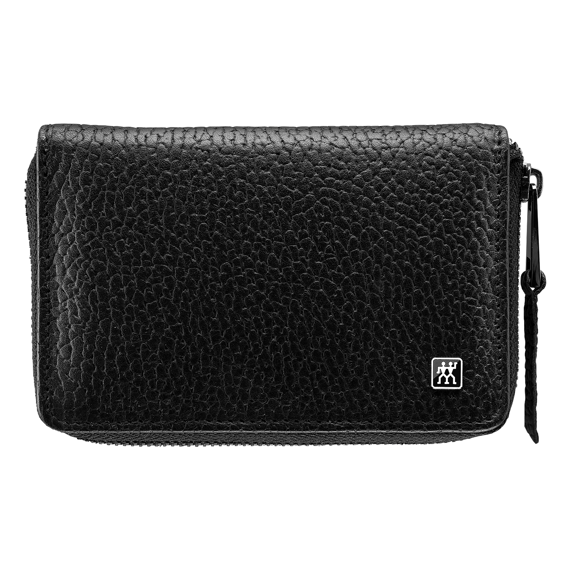Frontalansicht eines geschlossenes ZWILLING Premium Set 4tlg. in schwarz mit essentiellen Pflegeinstrumenten in matt-Schwarz.