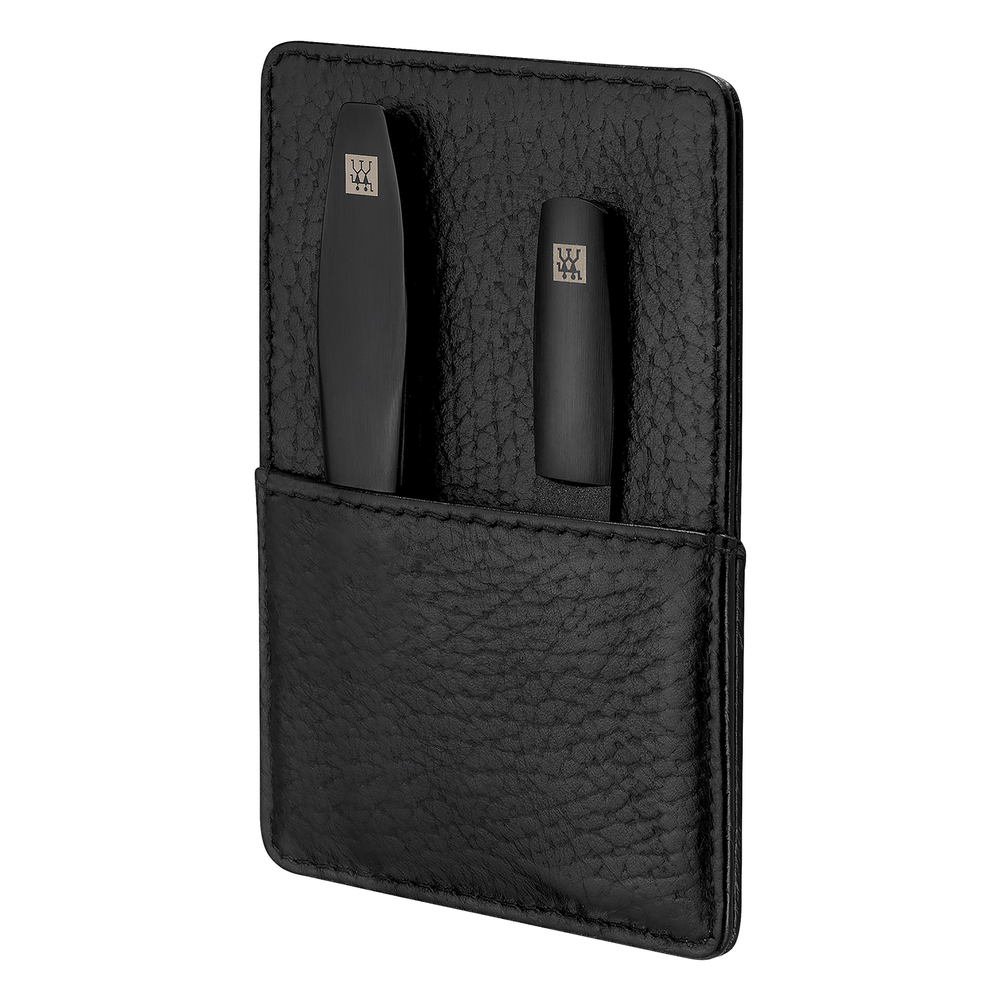 Maniküre Pediküre Set 3tlg. mit Nagelschere, Leder, schwarz
