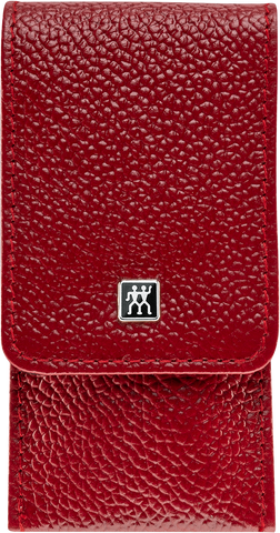 Maniküre Pediküre Set 3tlg. mit Kompakt-Nagelknipser, Leder, rot