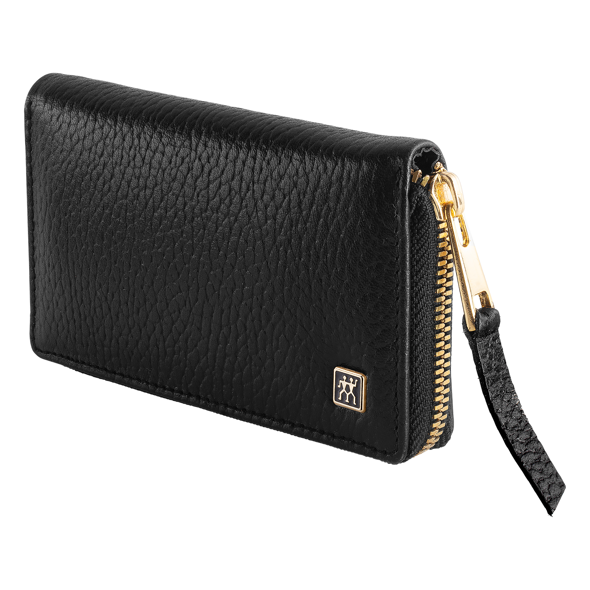 Frontalansicht eines ZWILLING Premium Sets 3tlg. in schwarz mit essentiellen Pflegeinstrumenten in gold.