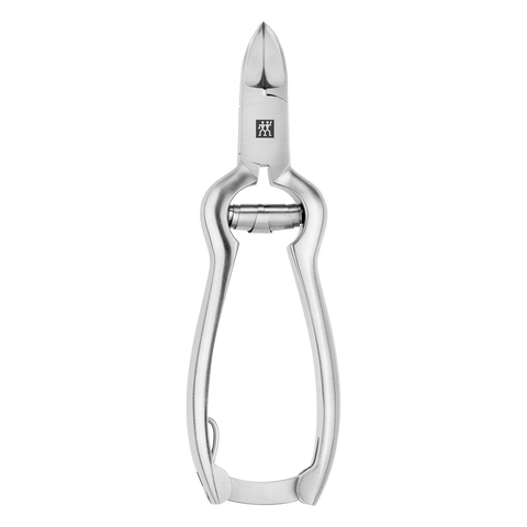 Geschlossene ZWILLING Premium Nagelzange mit Pufferfeder aus rostfreiem Edelstahl, mattiert mit besonders scharfen Schneiden.