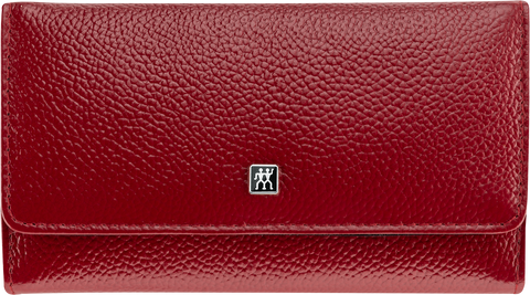 Frontalansicht eines ZWILLING Premium Maniküre Sets 5tlg. in rot mit den meistgenutzten Pflegeinstrumenten.