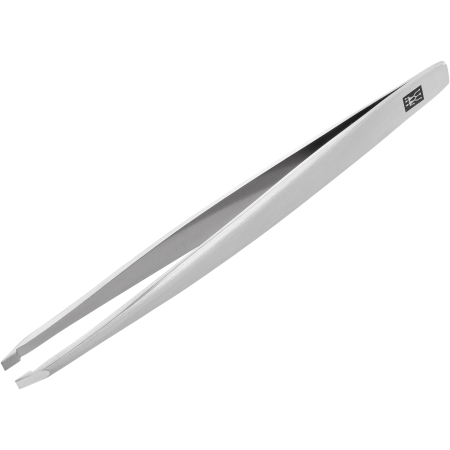 Queransicht der ZWILLING Premium gerade Pinzette aus rostfreiem Edelstahl mit handgeschliffenen, angerauten Spitzen mit großer Zupffläche.