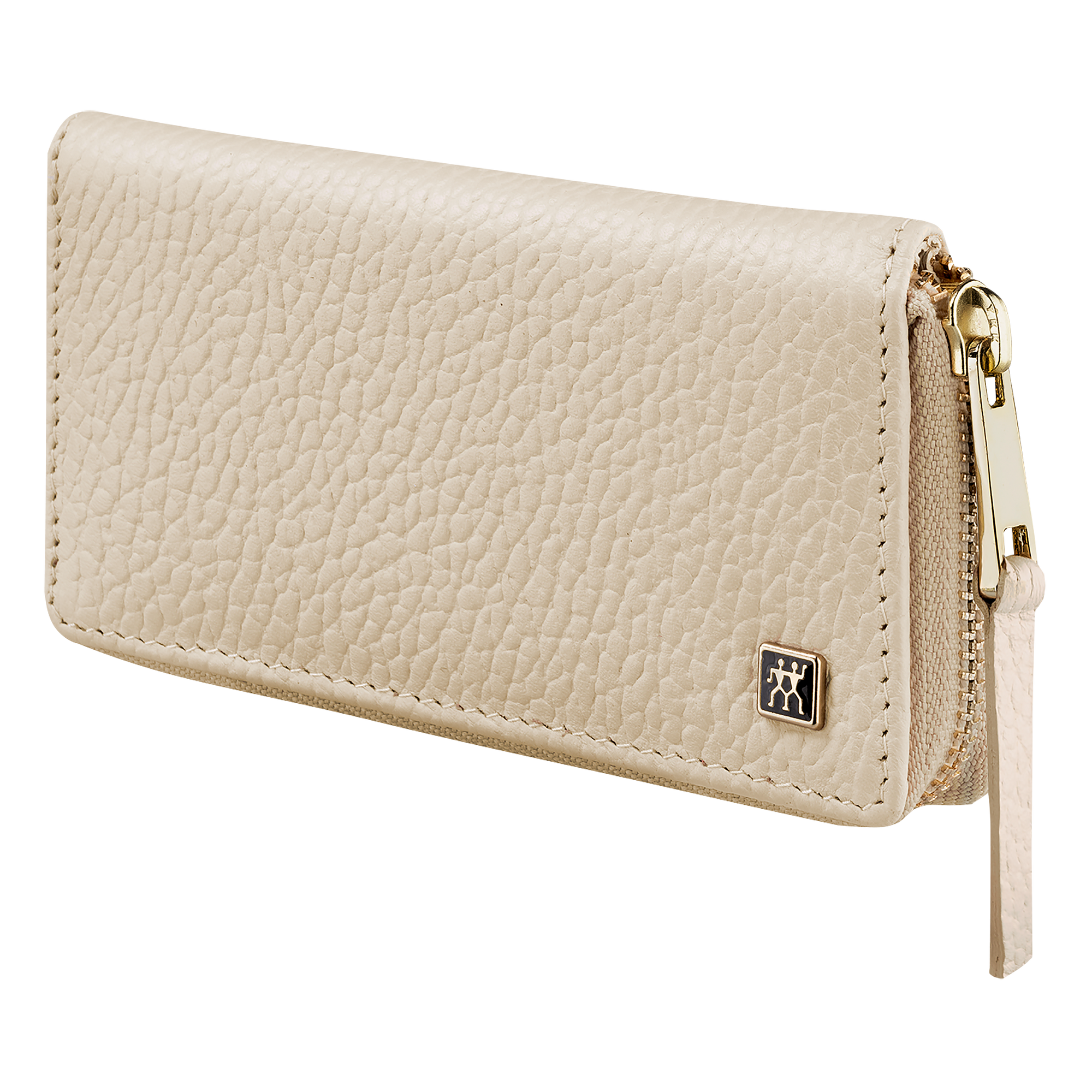 Frontalansicht eines ZWILLING Premium Sets 5tlg. in beige mit den meistgenutzten Pflegeinstrumenten in gold.