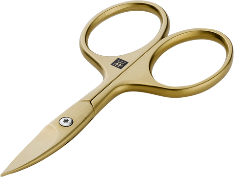 Queransicht einer ZWILLING Premium Nagelschere in Gold mit scharfen, präzisen Klingen und ergonomischen Griffen.