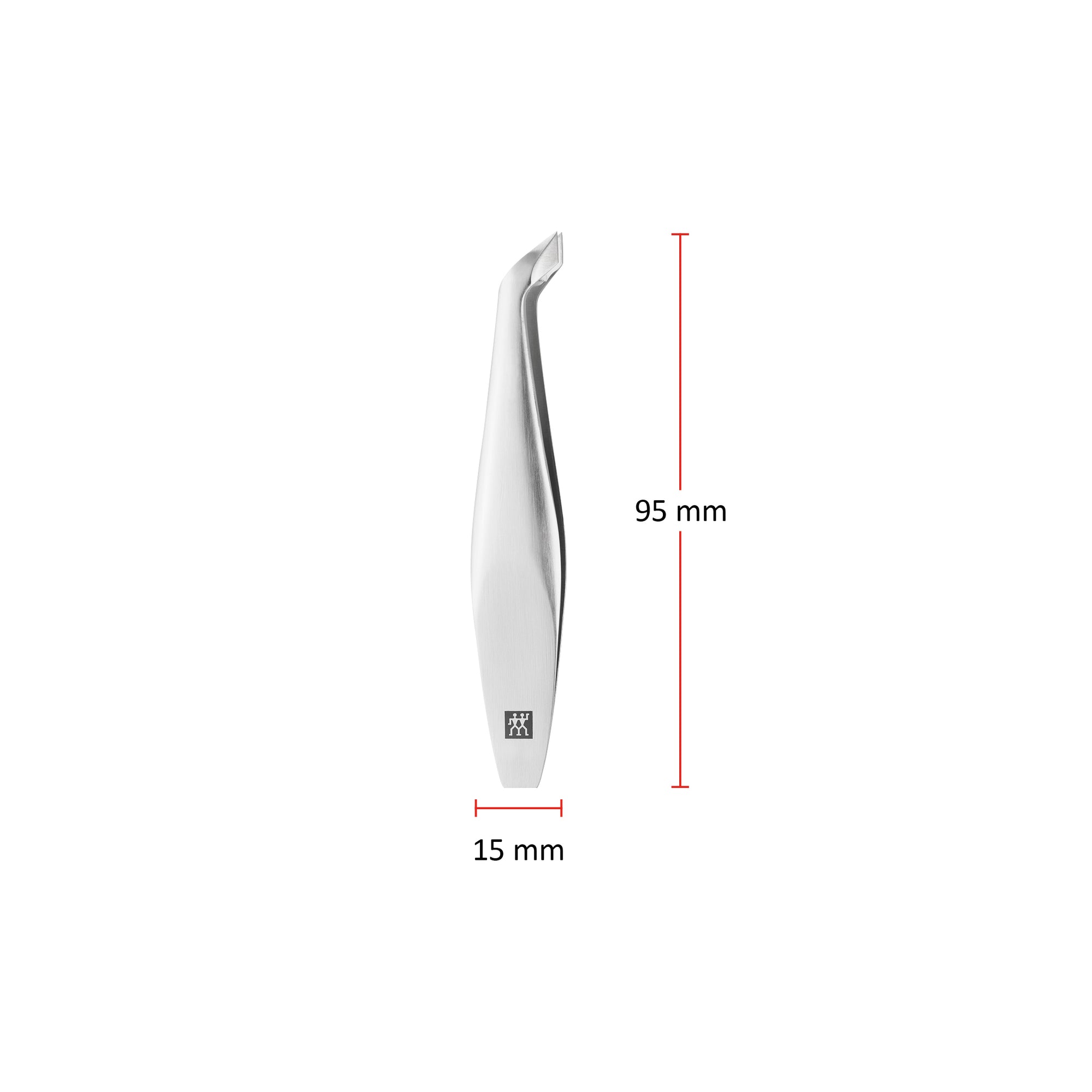 Größenangaben eines ZWILLING Premium Nagelhautschiebers. Gesamtlänge beträgt 95mm.