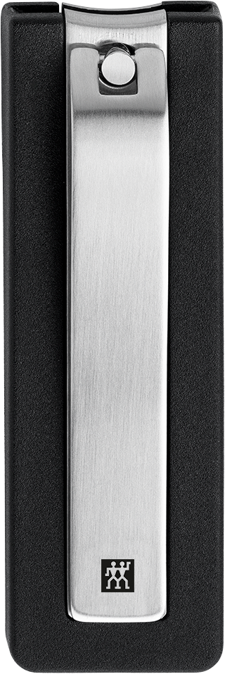 ZWILLING Premium Nagelknipser aus rostfreiem Edelstahl mit leicht gebogener Schneide und schwarzem Nagelfang.