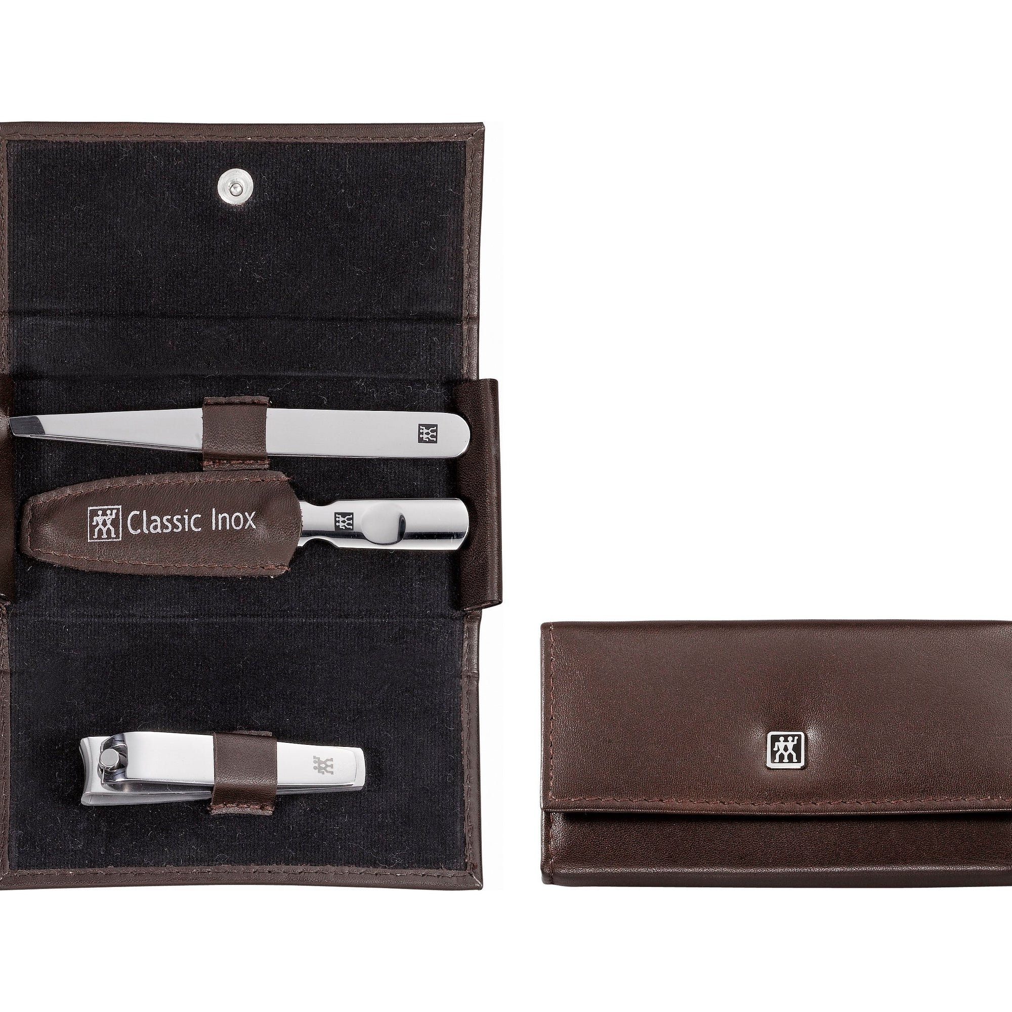 Classic Maniküre Set 3-tlg.Echtleder, braun