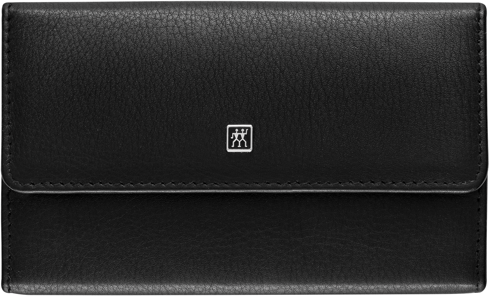 Frontalansicht eines geschlossenen ZWILLING Premium Sets 5tlg. in schwarz mit vollumfänglichen Pflegeinstrumenten in matt-schwarz.